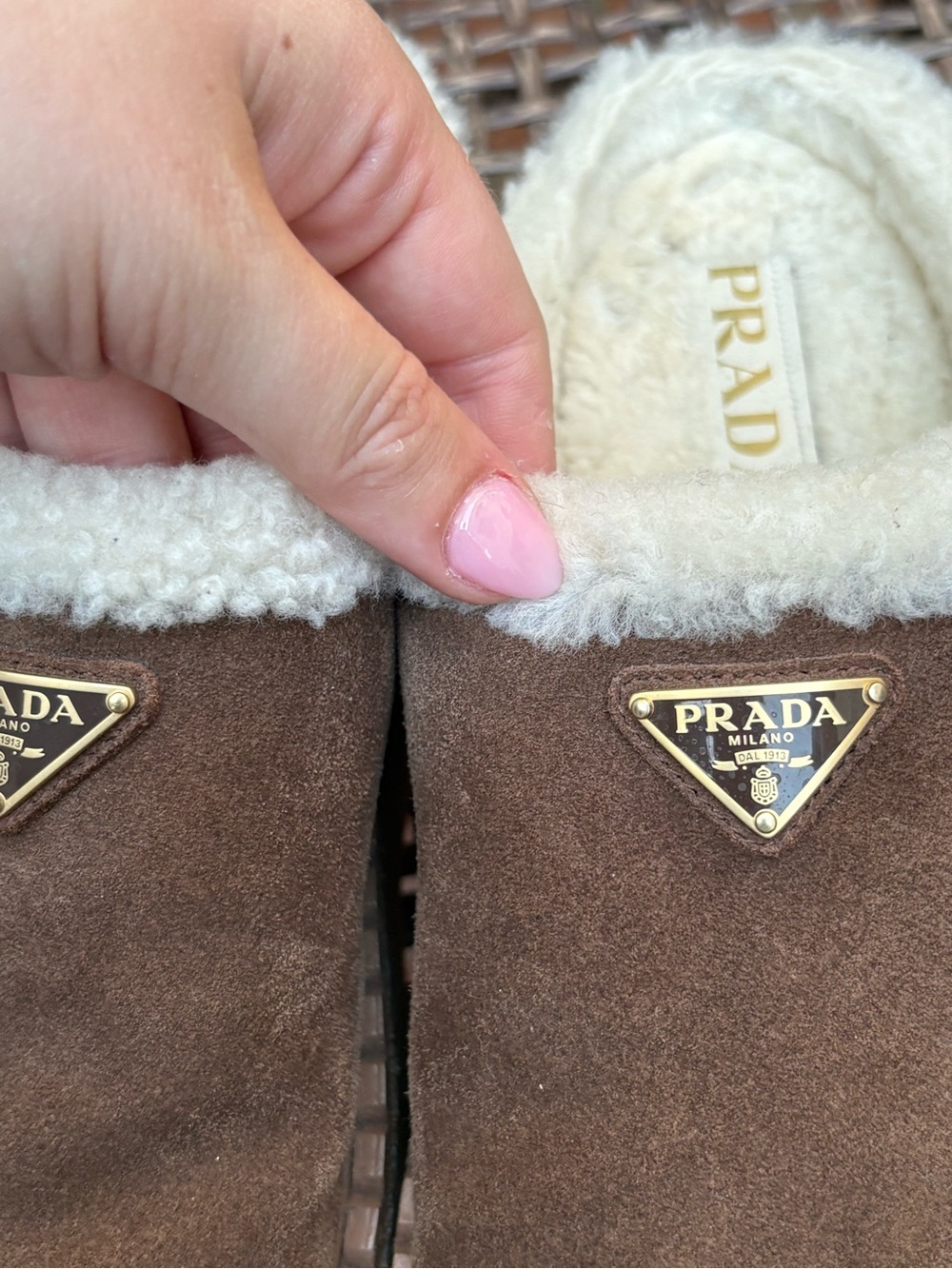 Prada Evolve Genuine Shearling Clog Brown - Picture 14 of 14